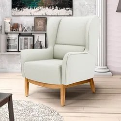 Kit 2 Poltronas Decorativas Base Manu Madeira Milena C-26 Sintético Be