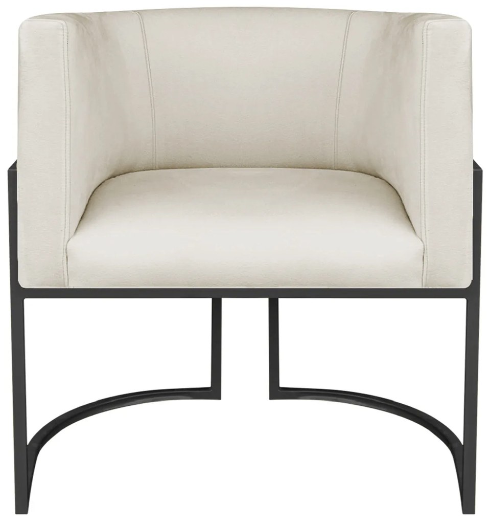 Poltrona Dália Luxo Moderna Estofada Design Sofisticado com Base de Ferro Preto Linho