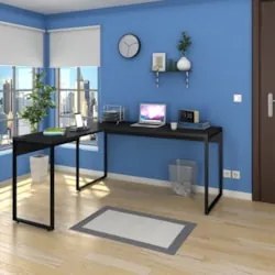 Mesa de Escritório em L 150x150 Studio Industrial Z28 Preto - Mpozenat