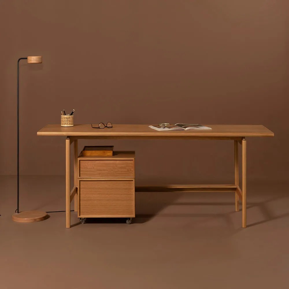 Conjunto Office - Escrivaninha Nori Natural 1,85m + Gaveteiro Nori Natural 45cm
