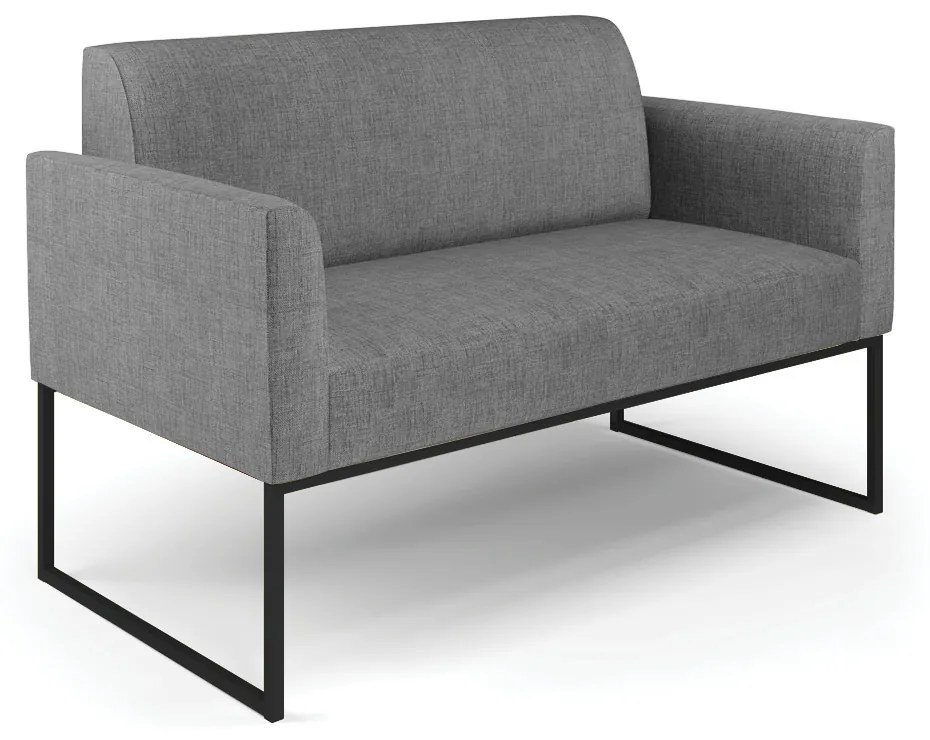 Sofá Namoradeira com 2 Poltronas Base Industrial Preto Marisa Linho - A32 Palha