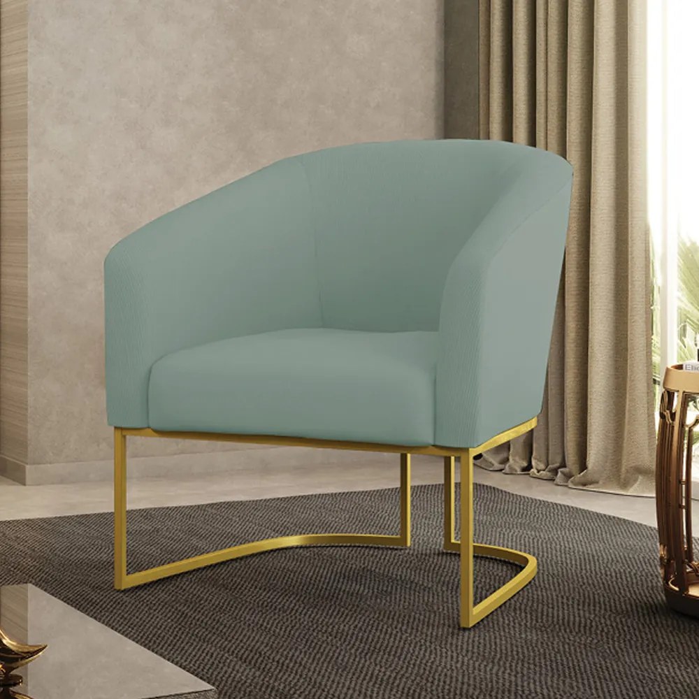 Poltrona Decorativa Industrial Dourado Stella Cotelê Int/Veludo D03 - D'Rossi - Menta