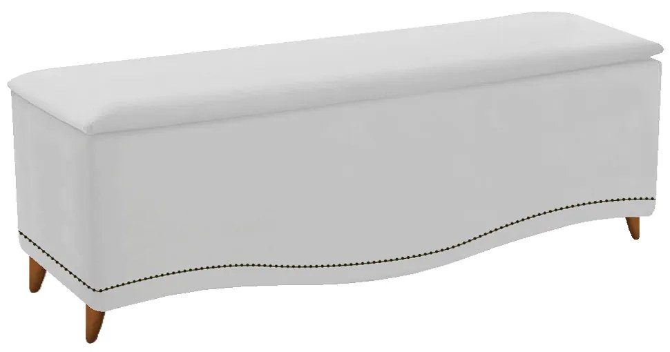 Calçadeira Estofada Yasmim 195 cm King Size Suede Branco - ADJ Decor