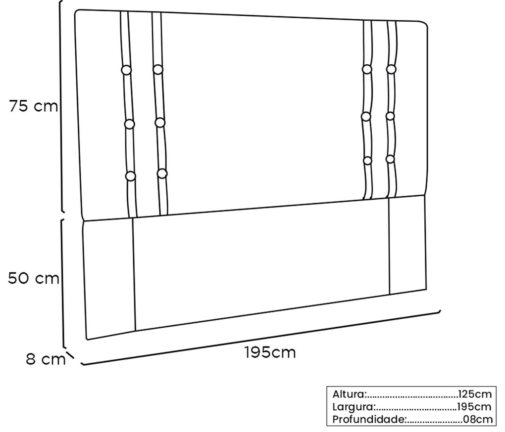 Kit Recamier e Cabeceira Santorini SPZ 195cm Veludo - ADJ Decor