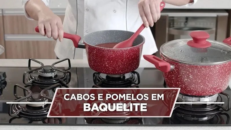 Conjunto com 4 Panelas de Titânio Black 5mm + 3 Tampas de vidro