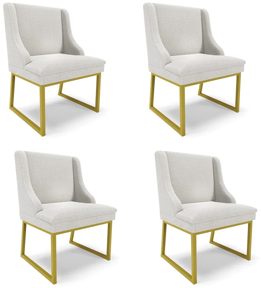 Cadeira Sala de Jantar Industrial Dourado kit 4 Liz Bouclê D03 - D'Rossi - Cinza