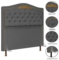 Cabeceira Cama Box Casal Queen 160cm com Tachas Imperial Veludo J02 Ci