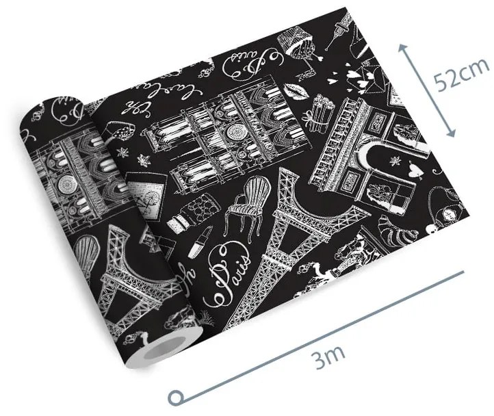 Papel de parede adesivo casual paris preto e branco