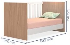 Berço Mini Cama Certificado pelo Inmetro Doce Sonho Carvalho/Branco -