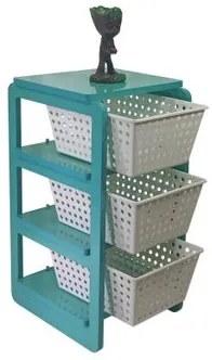 Organizador  3 Cestos Turmalina Cestos Brancos Organizer Woodyou