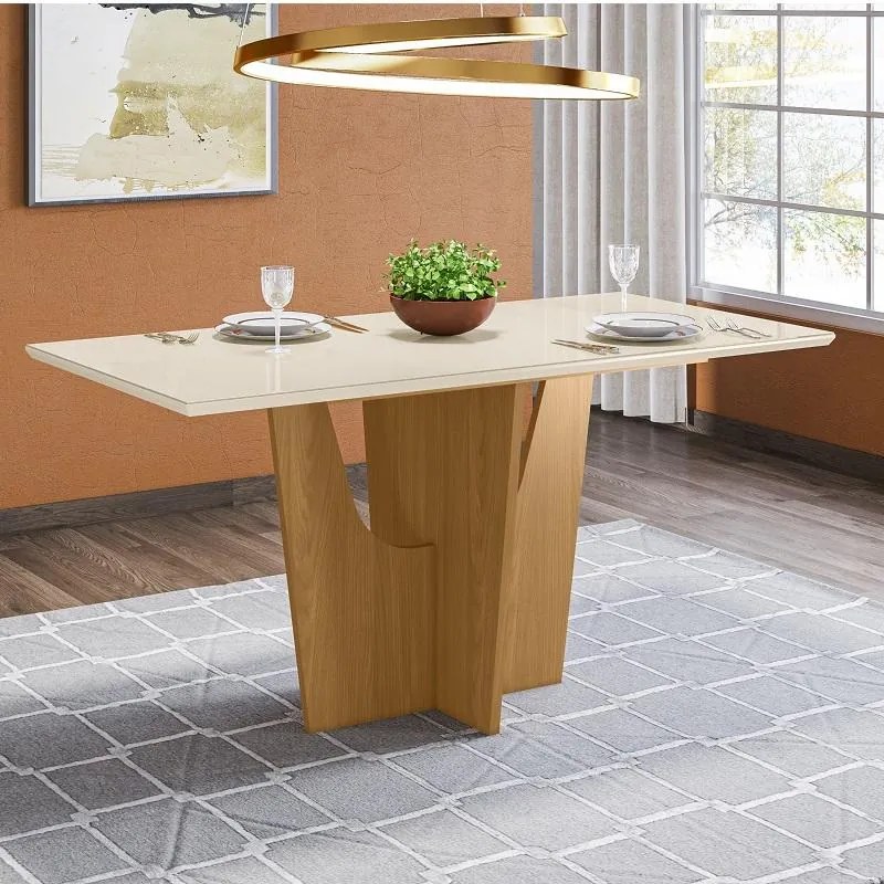 Mesa de Jantar Vértice 1600 06 Lugares Nature Off White