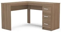 Mesa Para Escritório Escrivaninha 3 Gavetas Fênix Castanho - Politorno