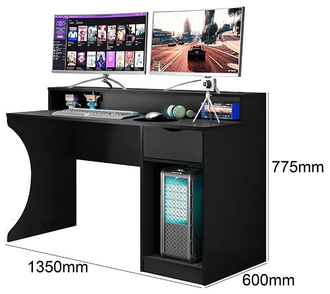 Mesa Gamer Escrivaninha Para Computador Ninja Safira Preta - Mobler