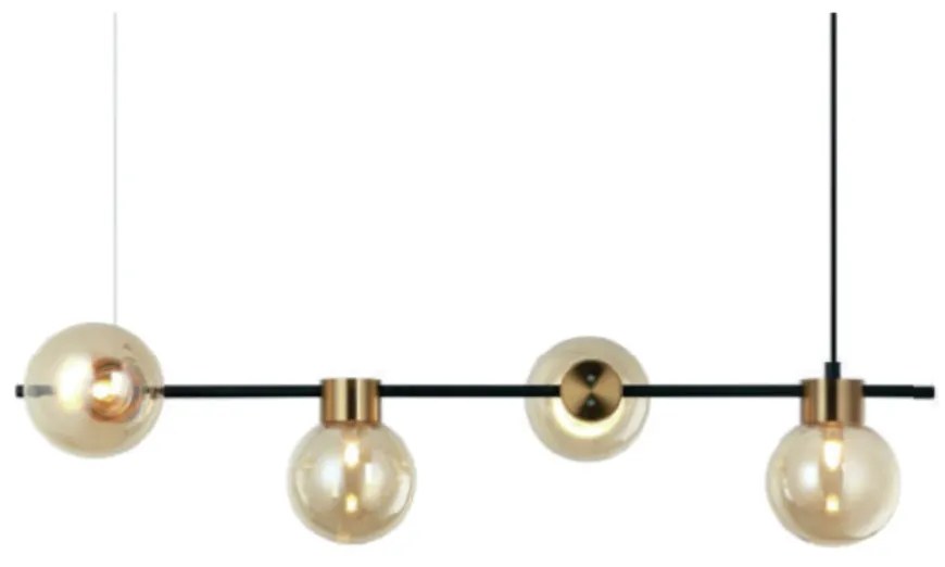 Pendente Tutu 20X28,5X84Cm Metal Preto E Dourado Vidro Champanhe 04Xg9...