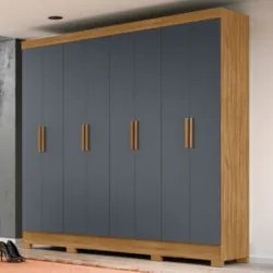 Guarda Roupa Casal 8 Portas 4 Gavetas 236cm Ágata Z17 Freijó/Cinza - M