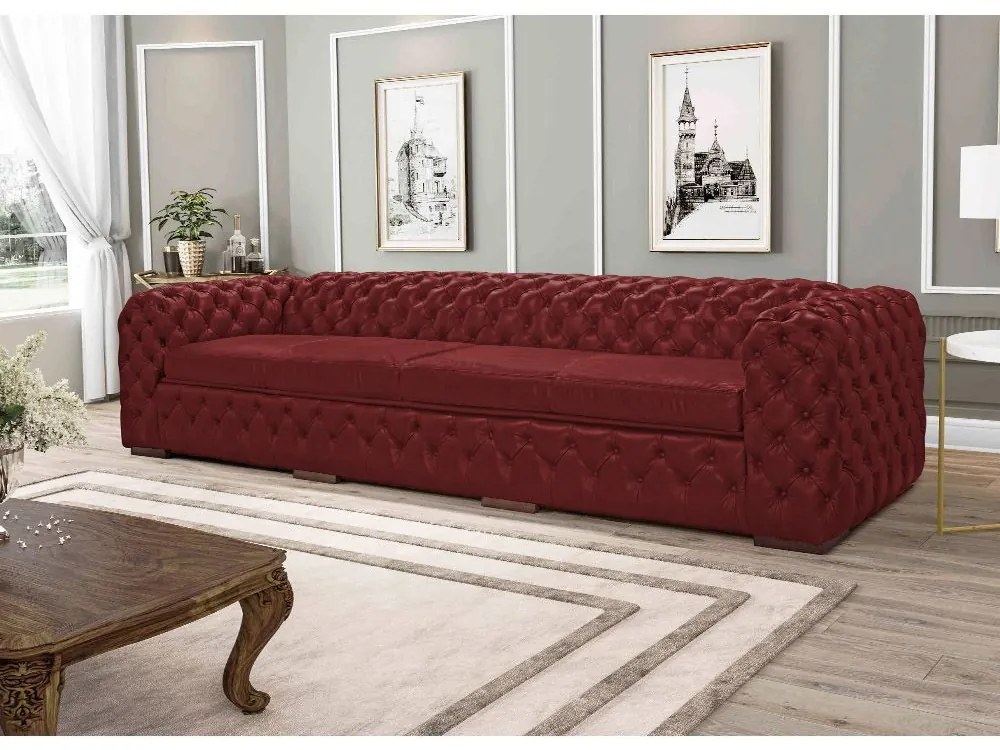 Sofá 3 Lugares Astúria 240cm Couro Vermelho G58 - Gran Belo