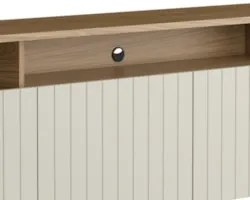 Rack TV 75 Pol 220cm Portas Brise Blen Louro/Luna/Preto I06 - Mpozenat