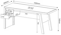 Mesa para Escritório com 02 Gavetas ME4122 Branco - Tecno Mobili