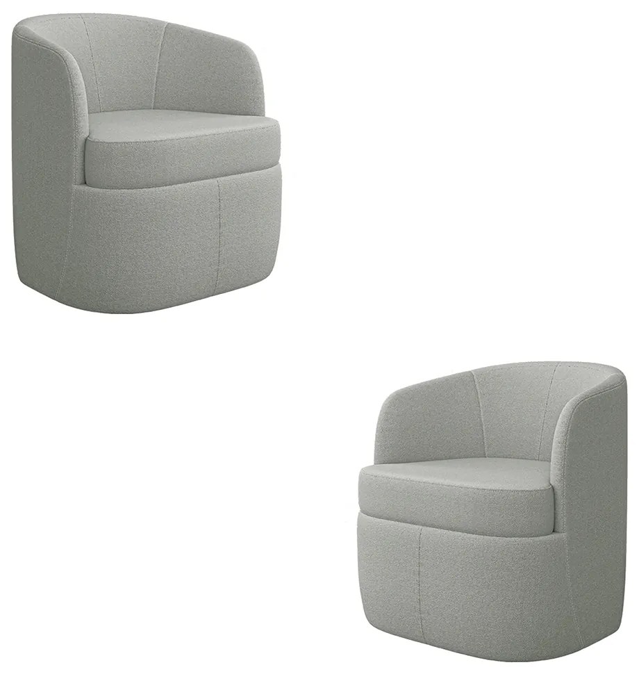 Kit 2 Poltronas Decorativas Design Moderno Bel Sala de Estar Base Giratória Bouclê Cinza G33 - Gran Belo