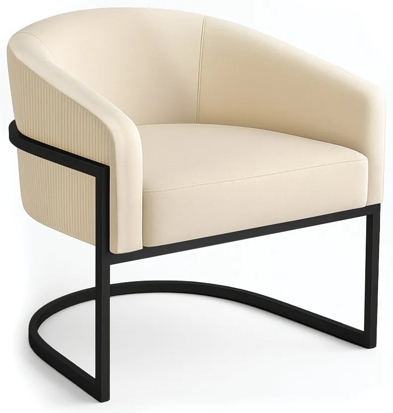 Poltrona Sala Industrial Preto Arielle Veludo Cotelê Bege D03 - D'Rossi