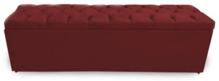 Calçadeira Baú Solteiro 90cm Nicole Capitonê Suede Bordô - Sheep Estofados - Vermelho escuro