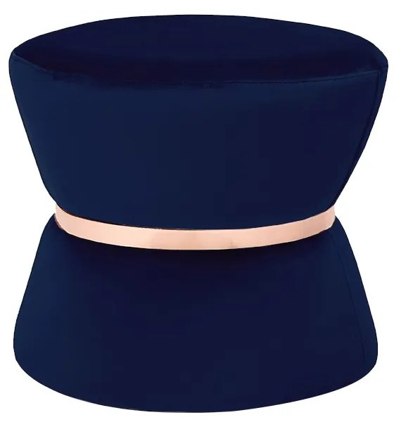 Puff Decorativo Sala de Estar 45cm Dhaka Veludo Azul Marinho G15 - Gran Belo