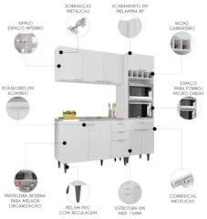 Armário de Cozinha CP02 Com Pia 120cm Pérola Z34 Branco - Mpozenat