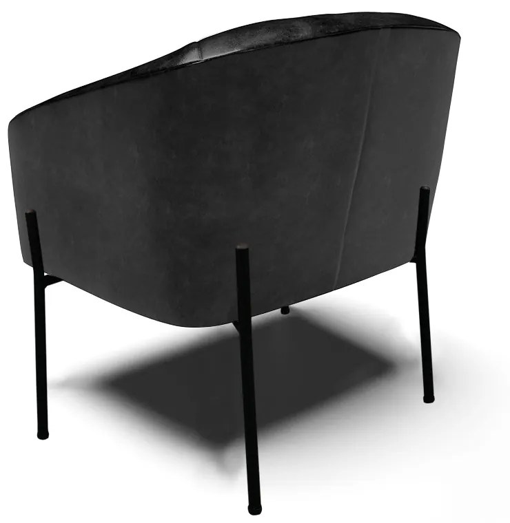 Poltrona Sala Decorativa Pé de Ferro Preto Kit 2 Stella Sintético PU D03 - D'Rossi - Preto