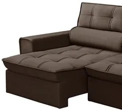 Sofá Retrátil Reclinável 3 Lugares 200cm Blanches F05 Veludo Marrom -