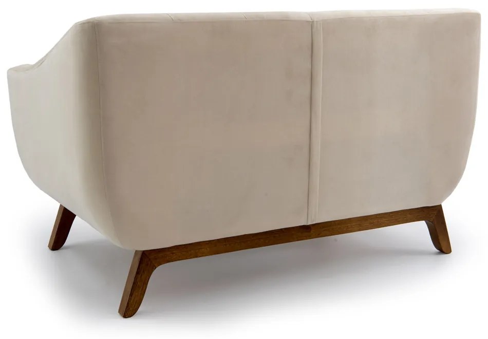 Sofá 2 Lugares Odeon D07 140cm Base Madeira Veludo Creme - D'Rossi