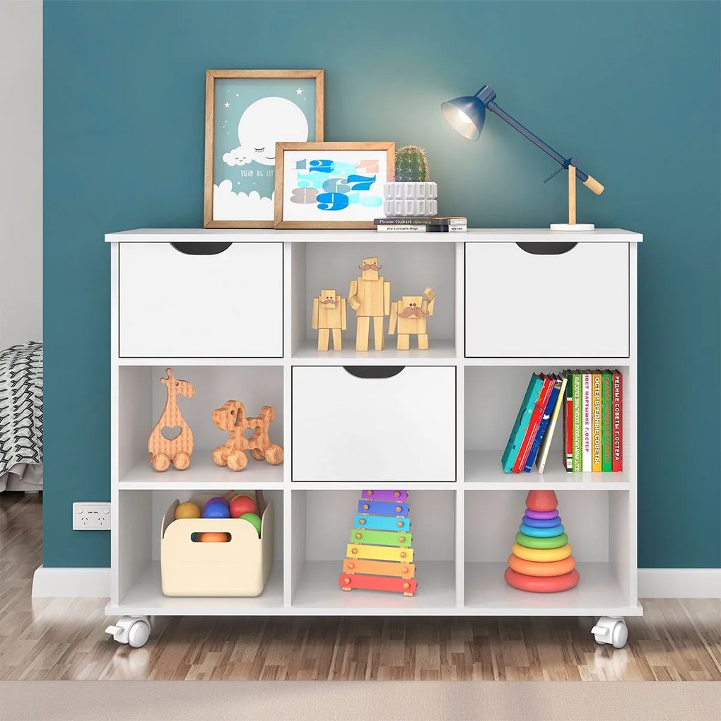 Nicho Organizador c/ 3 Gavetas com Rodízio Roterdã Q01 - ADJ Decor