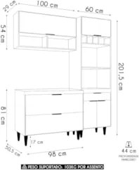 Armário de Cozinha CP02 Com Pia 100cm Pérola Z34 Preto      - Mpozenat