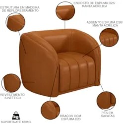 Sofá Decorativo 4 Lugares 332cm e Poltrona Meris Z32 Sintético Caramel
