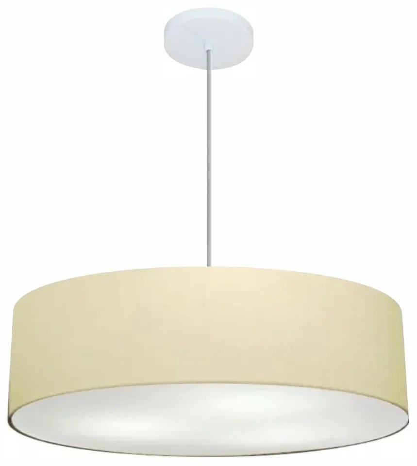Lustre Pendente Cilíndrico Md-4221 Cúpula em Tecido 60x15cm Algodão Crú - Bivolt