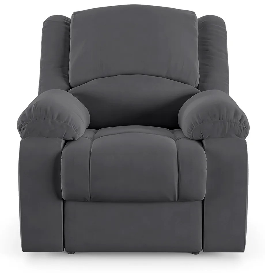 Poltrona do Papai Reclinável Sala de Cinema Madrid Elétrica Touch Massagem USB Veludo Cinza Grafite G23