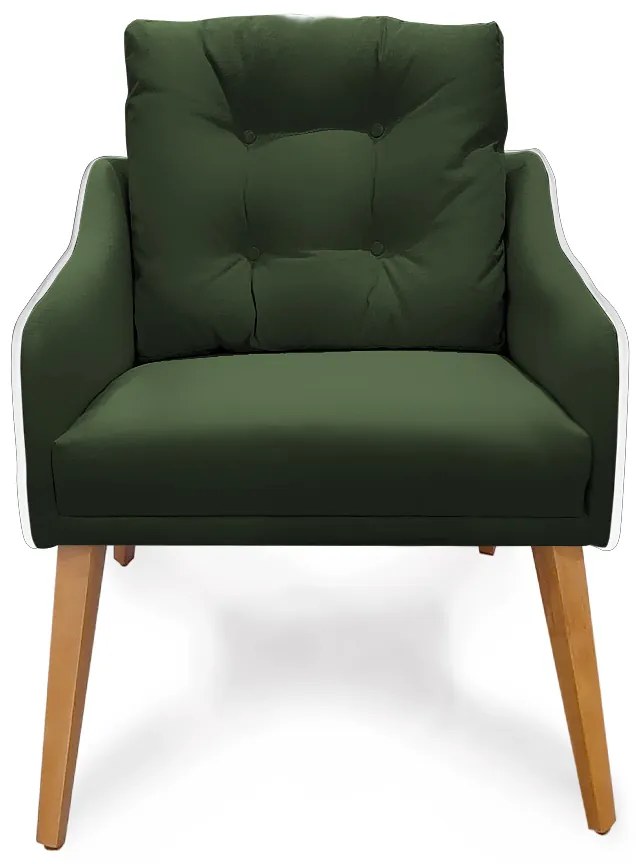 Poltrona Decorativa Delta Pés Palito Corano Branco / Veludo Verde - Sheep Estofados - Verde