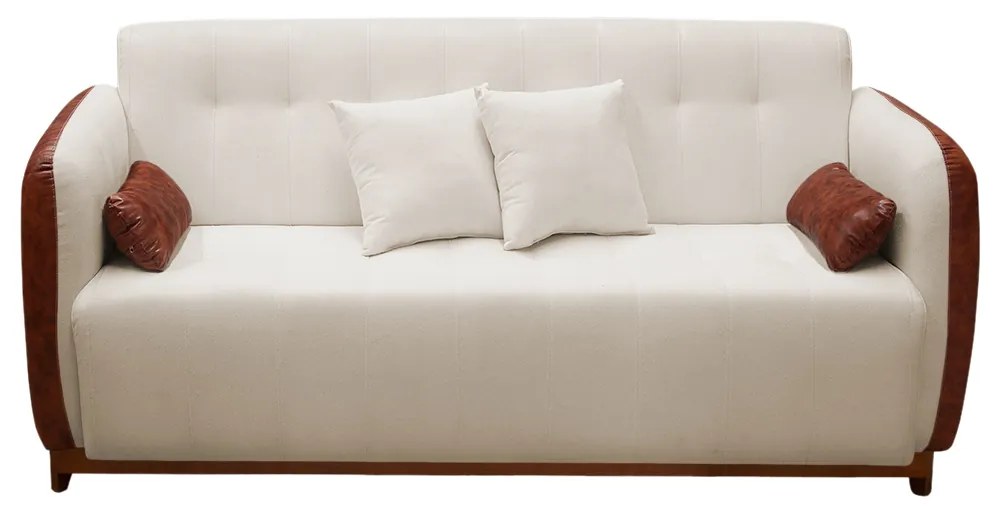 Sofá 3 Lugares Liverpool 1,90 m Compose Corino Ocre/Bege - Decorar Estofados