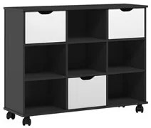 Nicho Organizador com Rodízios Toys 3 Gavetas Q01 Preto/Branco - Mpoze