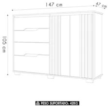 Cômoda Para Quarto 4 Gavetas 147cm Gênova Z17 Freijó - Mpozenato
