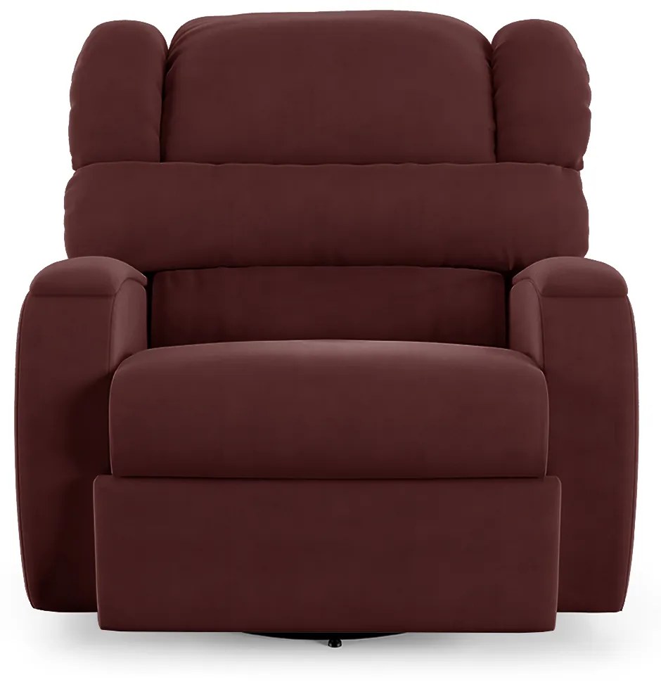Poltrona do Papai Sala de Cinema Reclinável Kylie Glider Manual Giratória Massagem USB Veludo Vinho G23