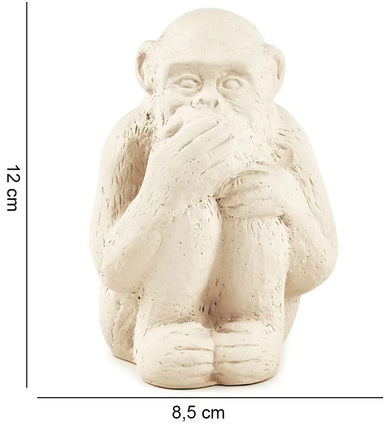 Enfeite Decorativo "Macaco Nao Falo" Em Cimento Bege 12x8,5 - D'Rossi