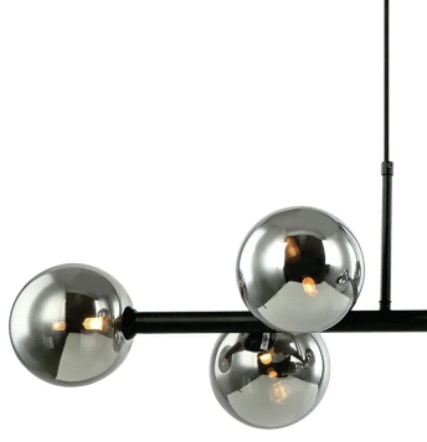 Pendente Abaporu Metal Preto E Vidro Fume 31X95X28Cm 6Xg9 | Bella Ilum... (Preto)