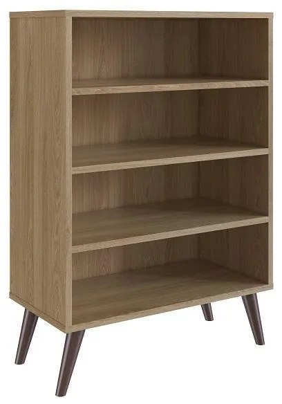 Estante Livreiro Retrô com 3 Prateleiras Sala Quarto Oak