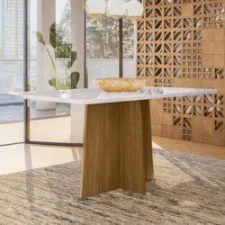 Mesa de Jantar Retangular 160cm 6 Lugares Zuma Ypê/Off N02 - Mpozenat