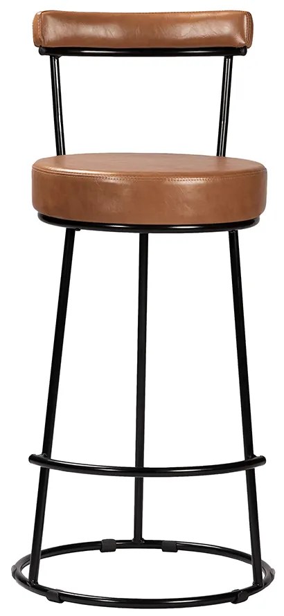 Banqueta Alta Cozinha 70cm Encosto Industrial Aço Ziria Pu S02 - D'Rossi - Caramelo