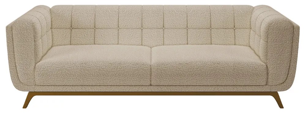 Sofá Decorativo Sala de Estar 180cm Rocket 2 Lugares Base Madeira Boucle Bege G45 - Gran Belo