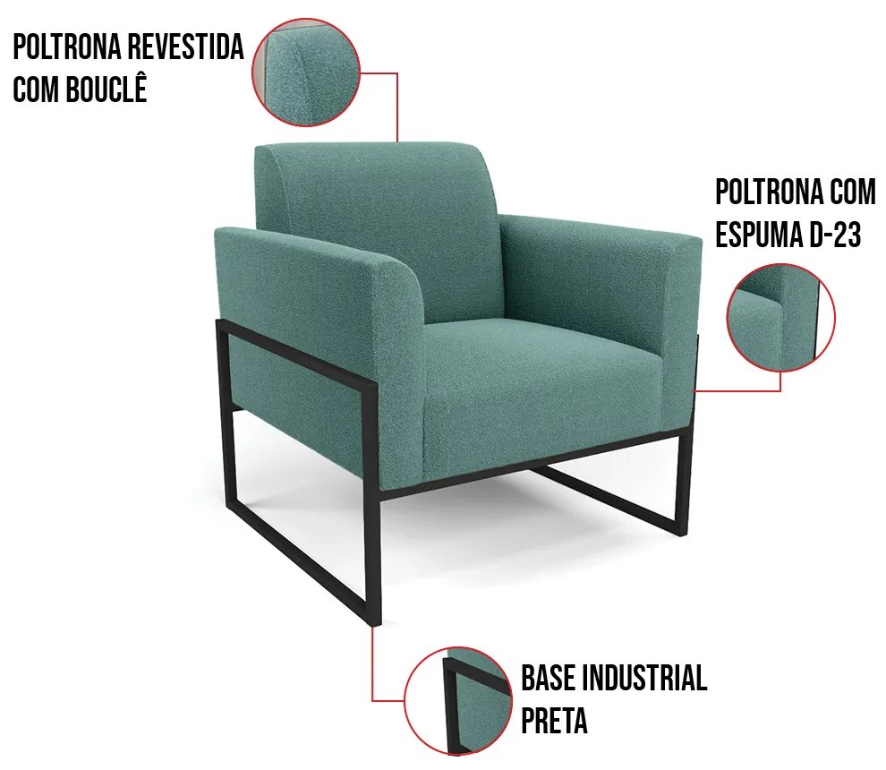 Namoradeira e Poltrona Industrial Alta Preto Marisa Bouclê D03 - D'Rossi - Menta