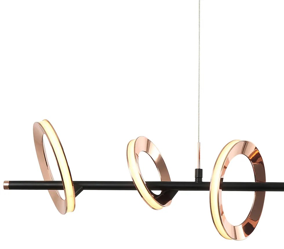 Pendente Ginga 19X85X24,5Cm Rose Gold E Preto Led 26,9W 3000K Bivolt -...