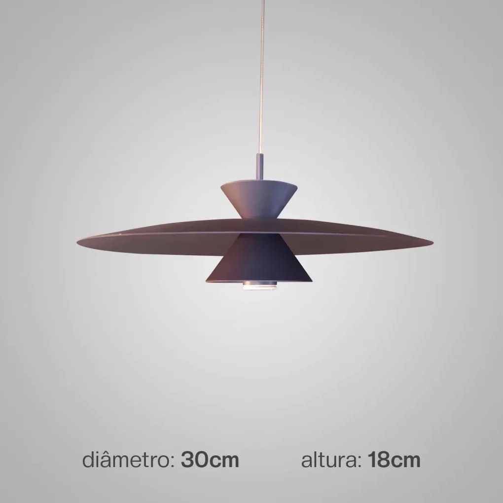 Pendente Pontual Ø30X18Cm Disco Curvo Alumínio 1Xmr11 - Old Artisan Pd... (CAFÉ)