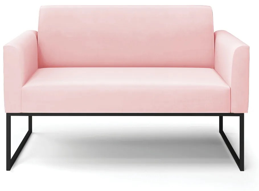 Sofá 2 Lugares Namoradeira Marisa Industrial Preto Suede D03 - D'Rossi - Rosa Bebê